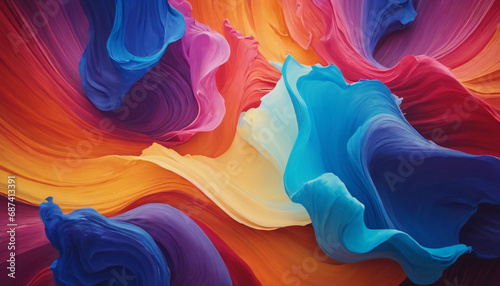 Dynamic Digital Display, Vibrant 3D Abstract Waves, Colorful, Flowing Textures, Digital Art