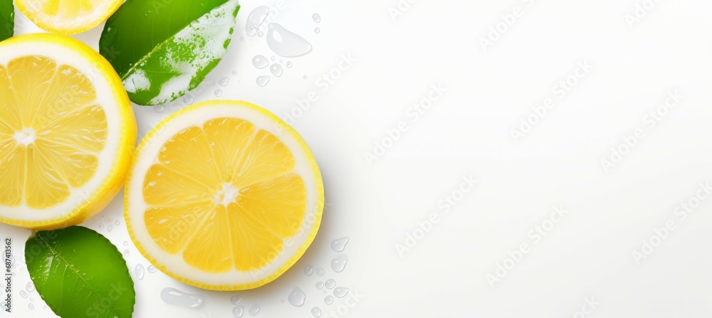 Lemon slice. Copy space for text and advert. Generative AI technology.