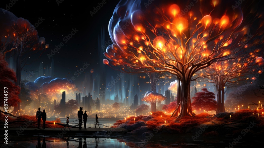 Naklejka premium Brain Neural technology, Generative AI