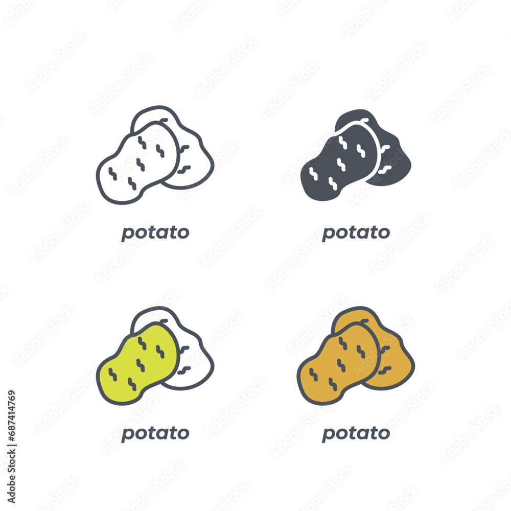 Vector sign of the potato symbol isolated on a white background. icon color editable. Vector sign of the potato symbol isolated on a white background. icon color editable.