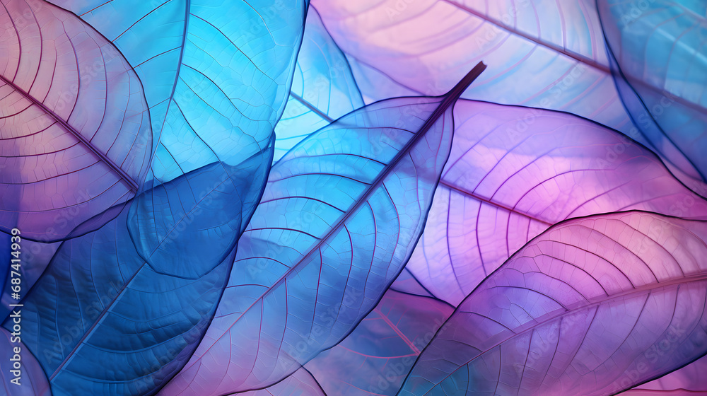 Macro leaves background texture blue, turquoise, pink color. Macro leaves background texture blue, turquoise, pink color.