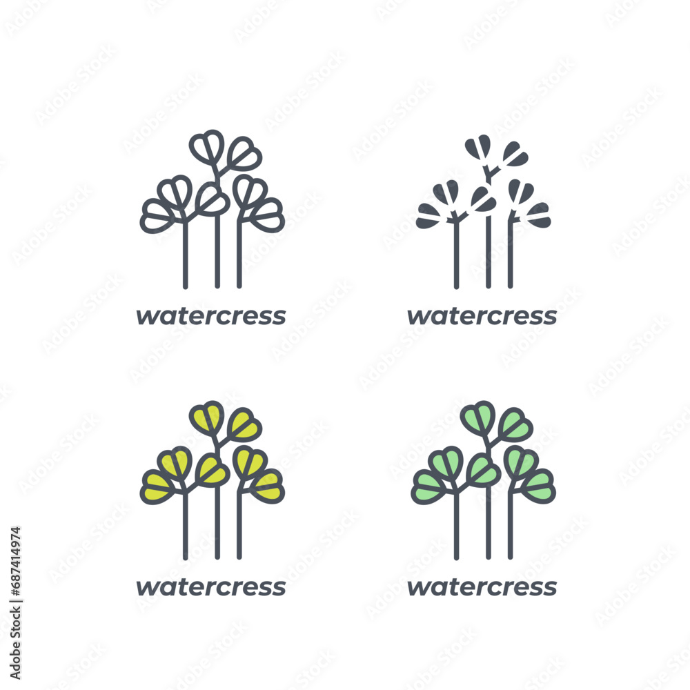 Vector sign of the watercress symbol isolated on a white background. icon color editable.