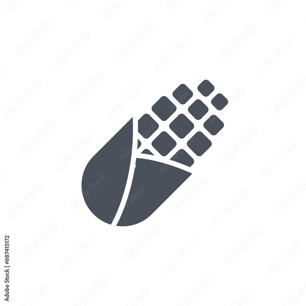 Vector sign of the corn symbol isolated on a white background. icon color editable. Vector sign of the corn symbol isolated on a white background. icon color editable.