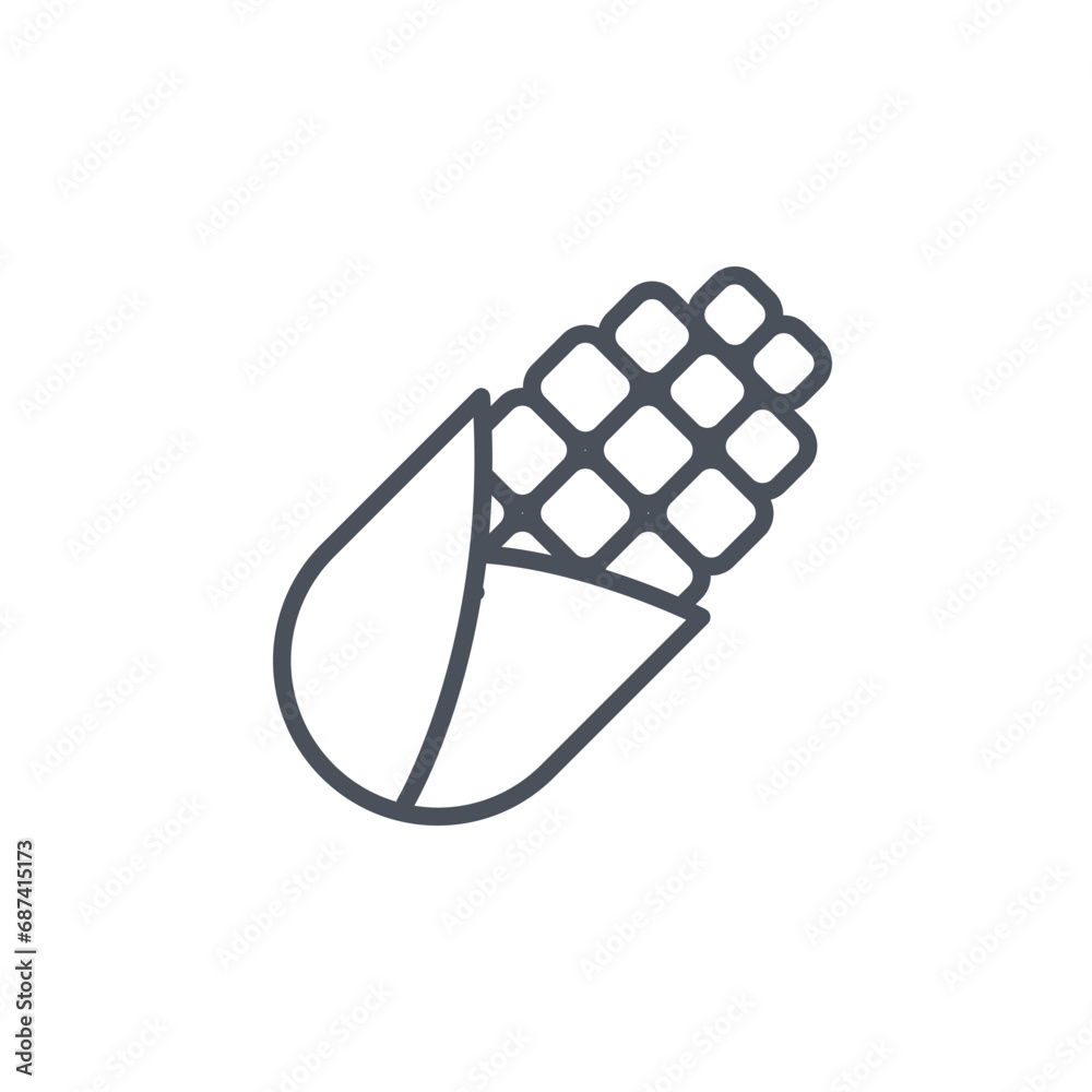 Vector sign of the corn symbol isolated on a white background. icon color editable. Vector sign of the corn symbol isolated on a white background. icon color editable.