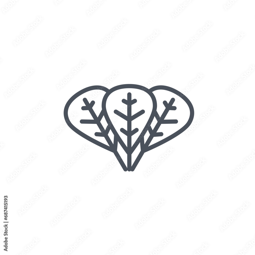 Vector sign of the spinach symbol isolated on a white background. icon color editable. Vector sign of the spinach symbol isolated on a white background. icon color editable.