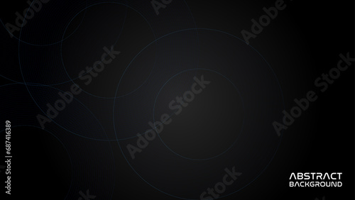 Abstract blue circle line vector on dark background. Modern simple overlap circle lines texture creative design. Futuristic technology concept. Suit for poster, banner, brochure, website.