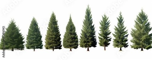 set of conifer tree groups isolated on white background  Generative AI