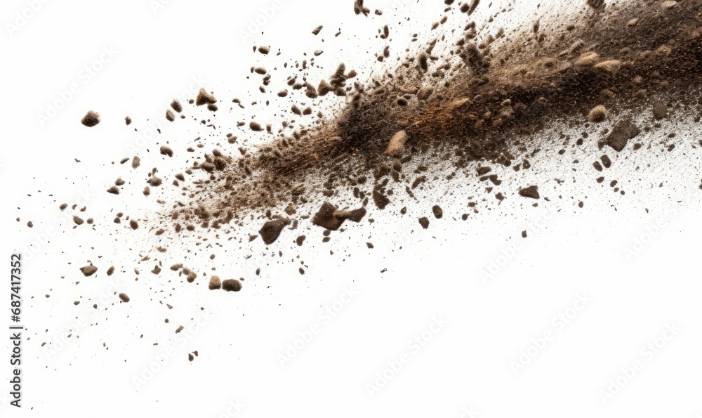 falling debris with empty space, isolated on white background, Generative AI - obrazy, fototapety, plakaty 