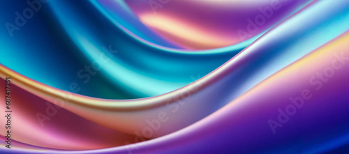 Abstract Expression, Vibrant 3D Art of Glossy Waves in Motion, Digital Artistry, Color Gradient, Fluid Forms