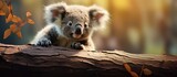 Baby koala moves on branch