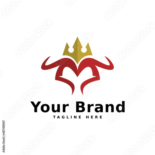 Letter M Bull Crown King Logo
