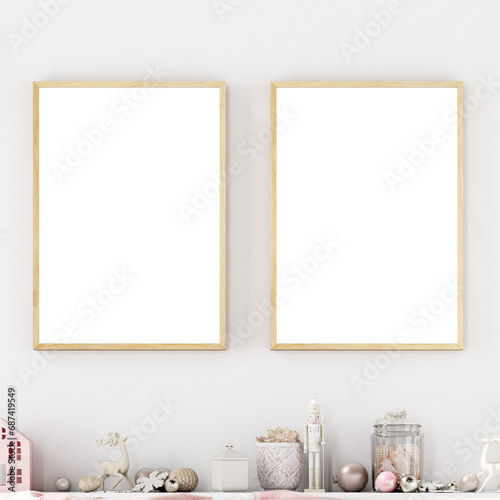 Christmas frame mockup in Boho style 