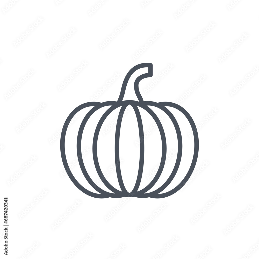Vector sign of the pumpkin symbol isolated on a white background. icon color editable. Vector sign of the pumpkin symbol isolated on a white background. icon color editable.