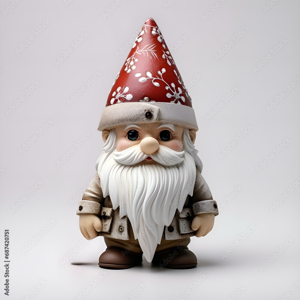Figurine of a toy Christmas Scandinavian gnome on a plain background: New Year, Christmas, holiday, congratulations, figurine, tradition (Ai generation) Figurine of a toy Christmas Scandinavian gnome on a plain background: New Year, Christmas, holiday, congratulations, figurine, tradition (Ai generation)