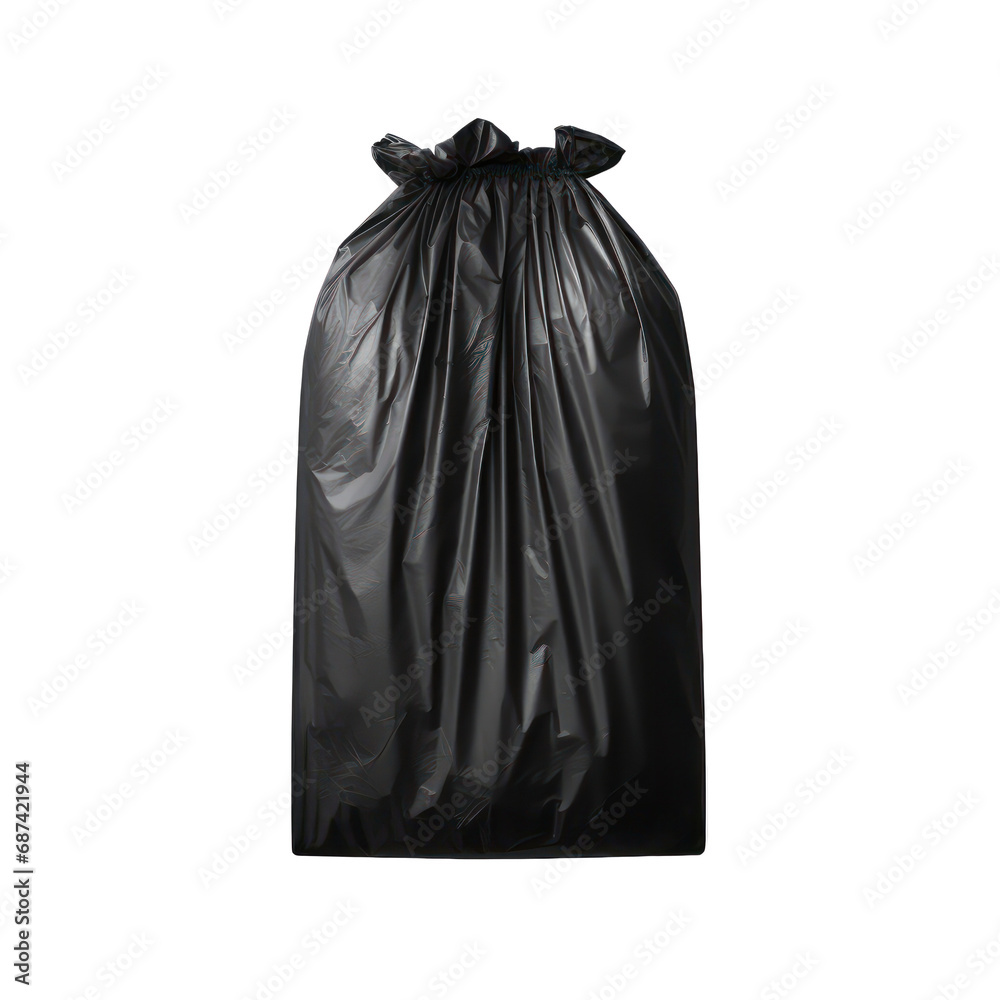 Black garbage bag isolated on transparent background,transparency 