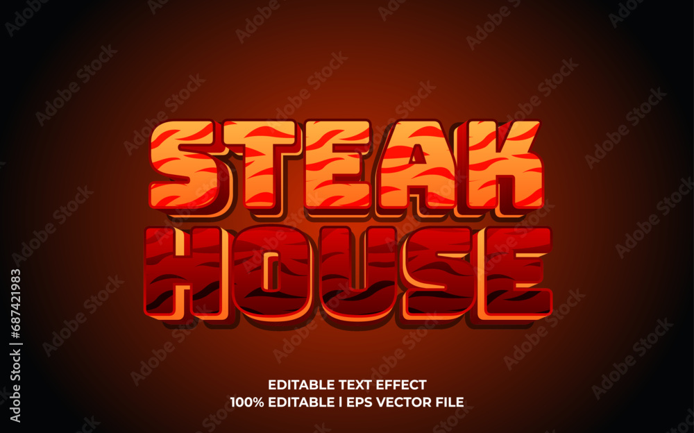 Steak House 3d text effect, editable text for template headline Steak House 3d text effect, editable text for template headline