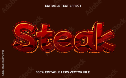 Steak 3d text effect, editable text for template headline