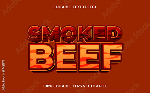 Smoked beef 3d text effect, editable text for template headline