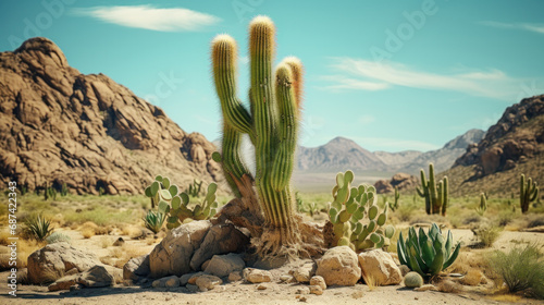 desert, cactus in desert, desert, latin america, clouds and sand, red sand in desert, cactus