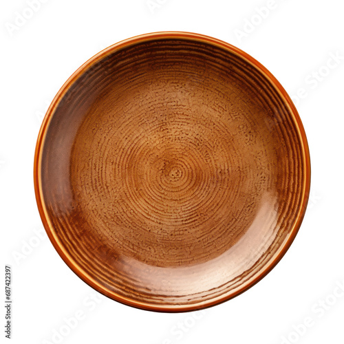 brown wooden plate top view isolated on transparent background,transparency 