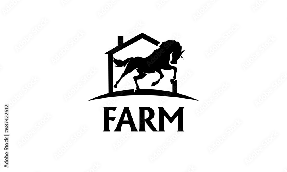 farm minaimal and simple logo black and white vector logo Stock Vector ...