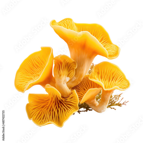 Chanterelle mushrooms isolated on transparent background,transparency  photo