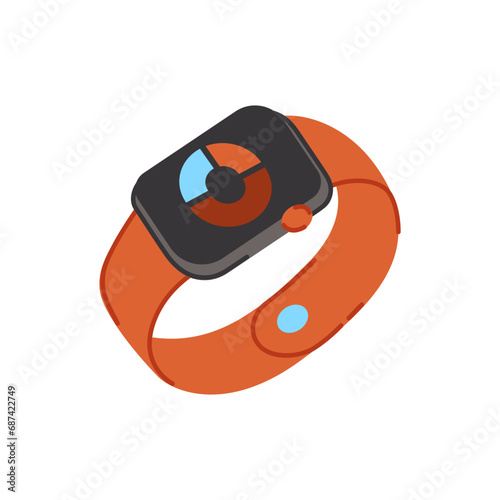Smart watch vector illustration. Objects for sport and crossfit. Collection on sport theme. Ideal for web design, stickers, sport guide and tutorials