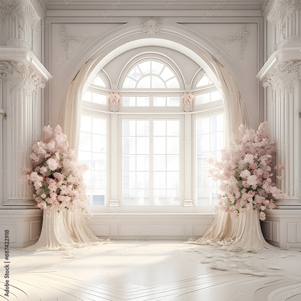 Background wedding with floral generative AI Background wedding with floral generative AI