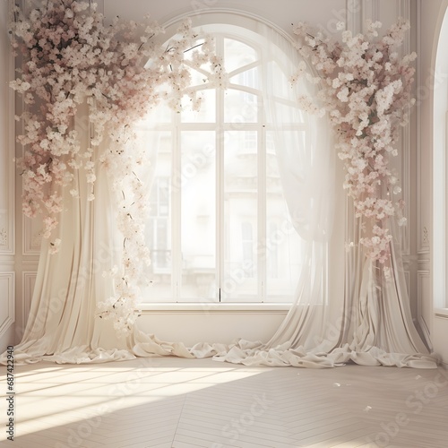 Background wedding with floral generative AI