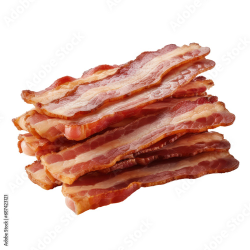 bacons,stack of smoke bacons isolated on transparent background,transparency 