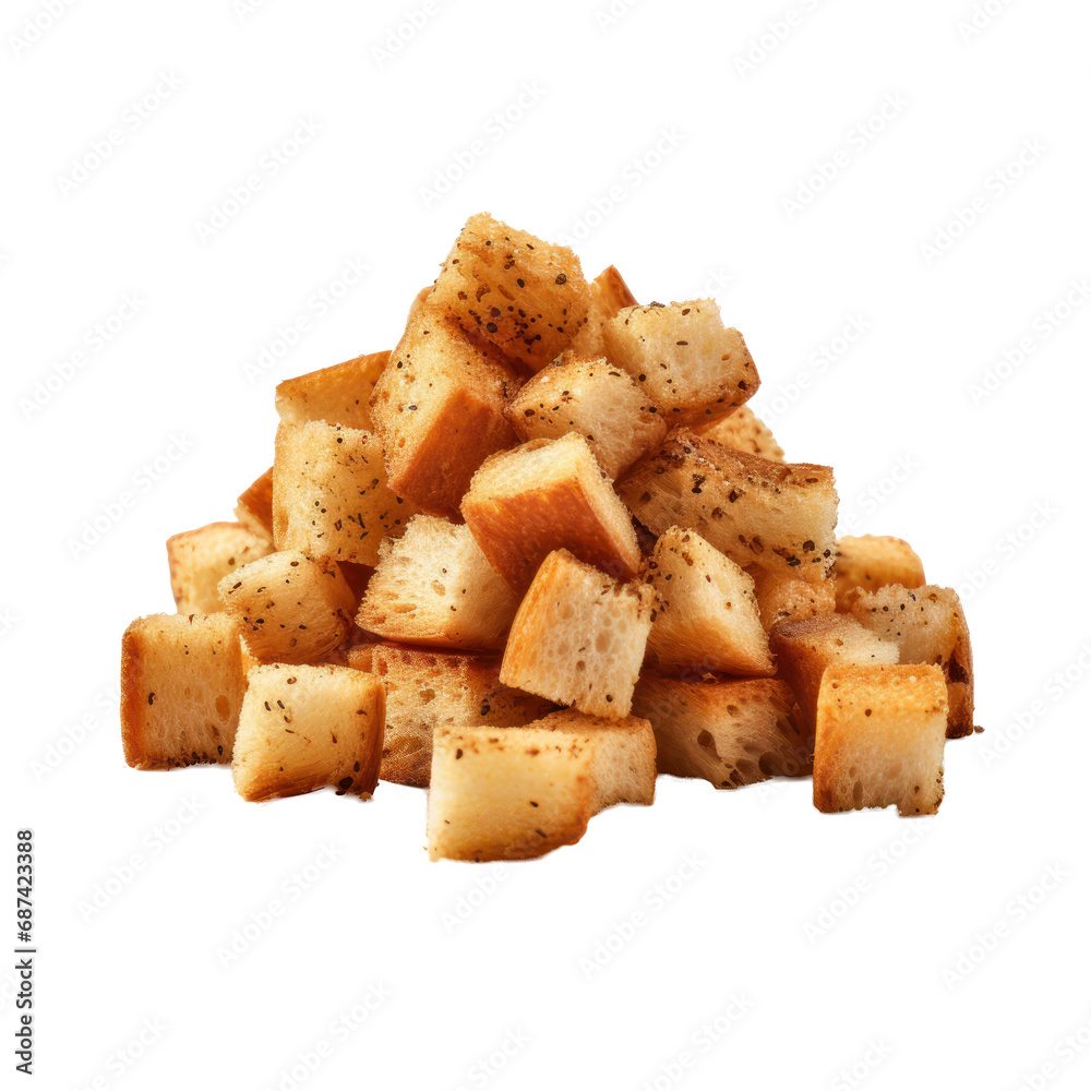 croutons bread,bread for salasd isolated on transparent background,transparency 