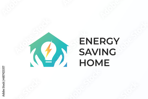 Energy Saving Home Logo Concept. Electrical and Energy Usage Control for Daily Living