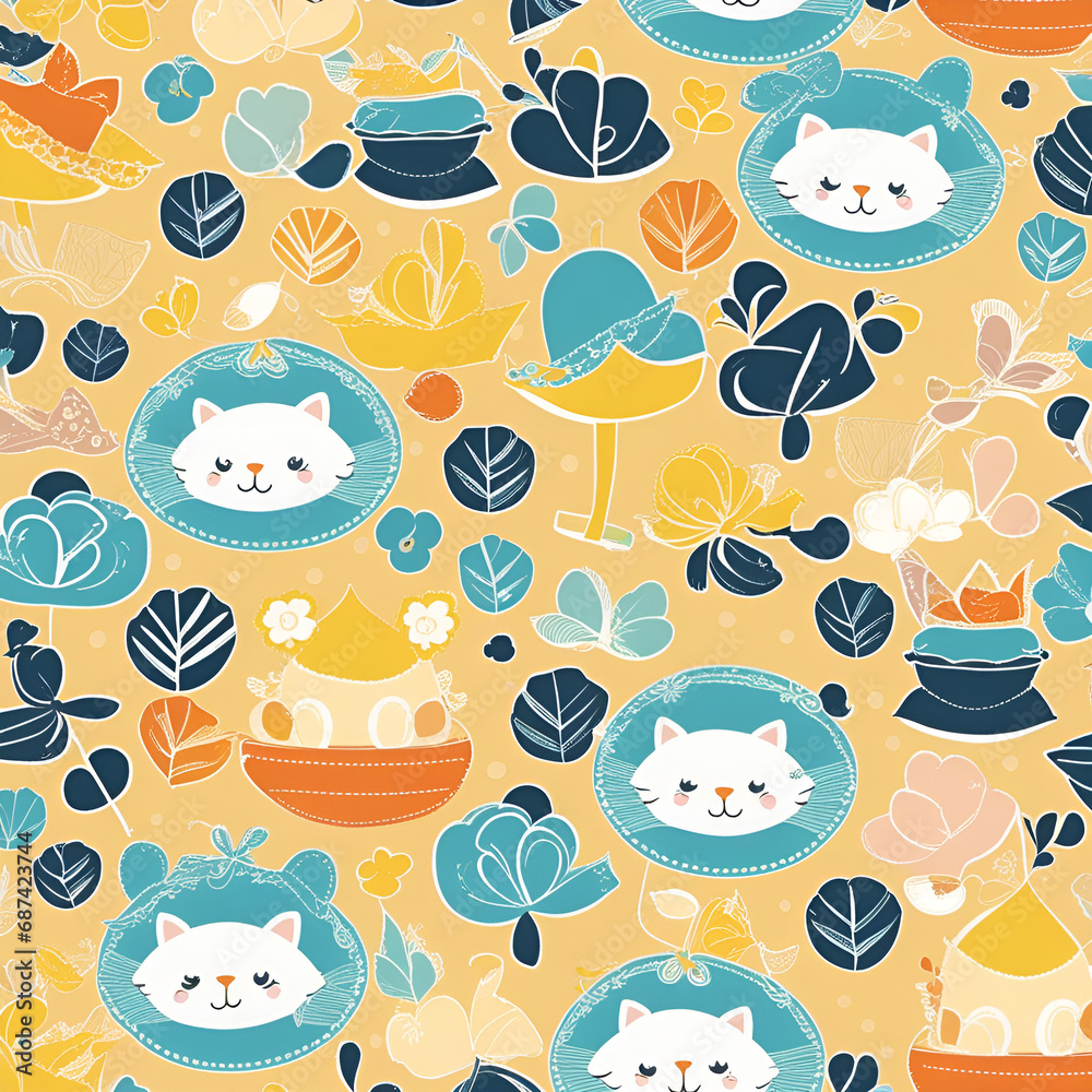 seamless pattern with cats seamless pattern with cats