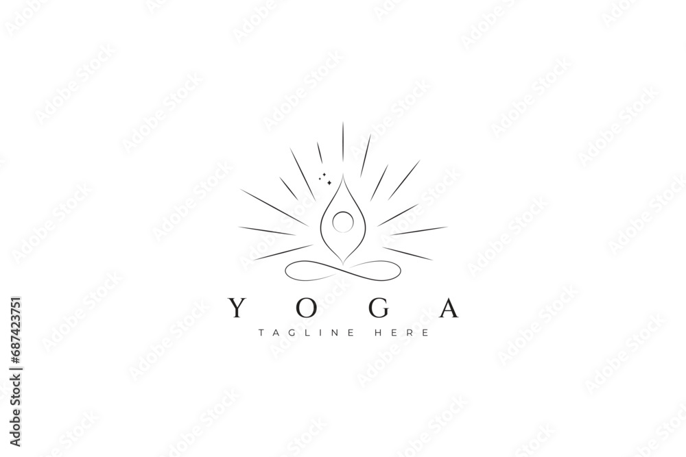 Yoga Logo Meditation Health Body Care Relaxation Spiritual Symbol Life Balance Fitness Gym Club