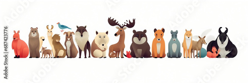 Bannière Animaux et faune sauvage, vector, flat design, illustration et background. photo