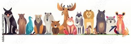 Bannière Animaux et faune sauvage, vector, flat design, illustration et background.
