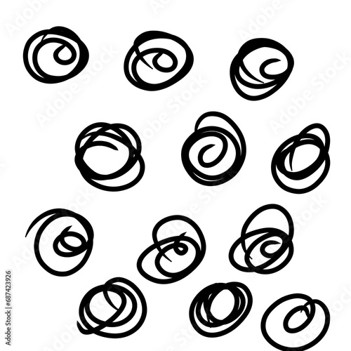 Set of hand drawn doodle sketch circles. Vector illustration.