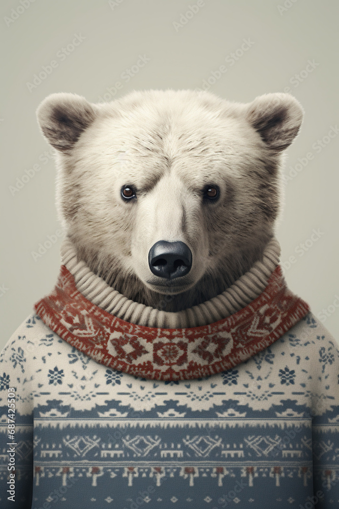 Cute teddy bear in knitted sweater illustration Cute teddy bear in knitted sweater illustration