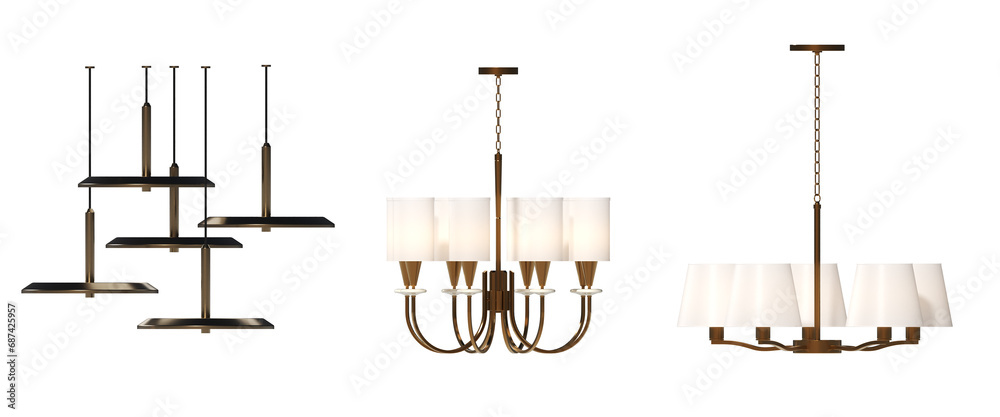 chandelier on the ceiling isolated on white background, hanging lamp, pendant light, 3D illustration, cg render chandelier on the ceiling isolated on white background, hanging lamp, pendant light, 3D illustration, cg render
