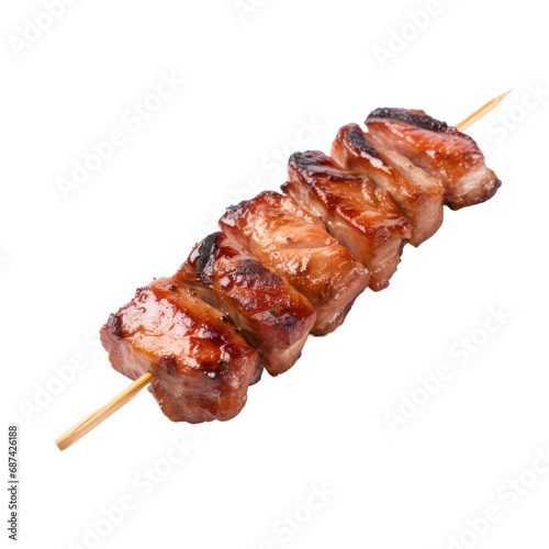 Grilled pork meat on a stick isolated on transparent background,transparency 