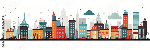 Ville et urbanisme (paysages urbains, architecture), vector, flat design, illustration et background.