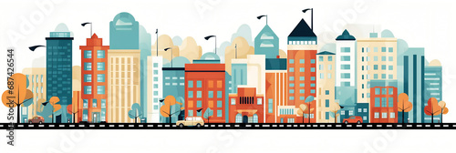 Ville et urbanisme (paysages urbains, architecture), vector, flat design, illustration et background.