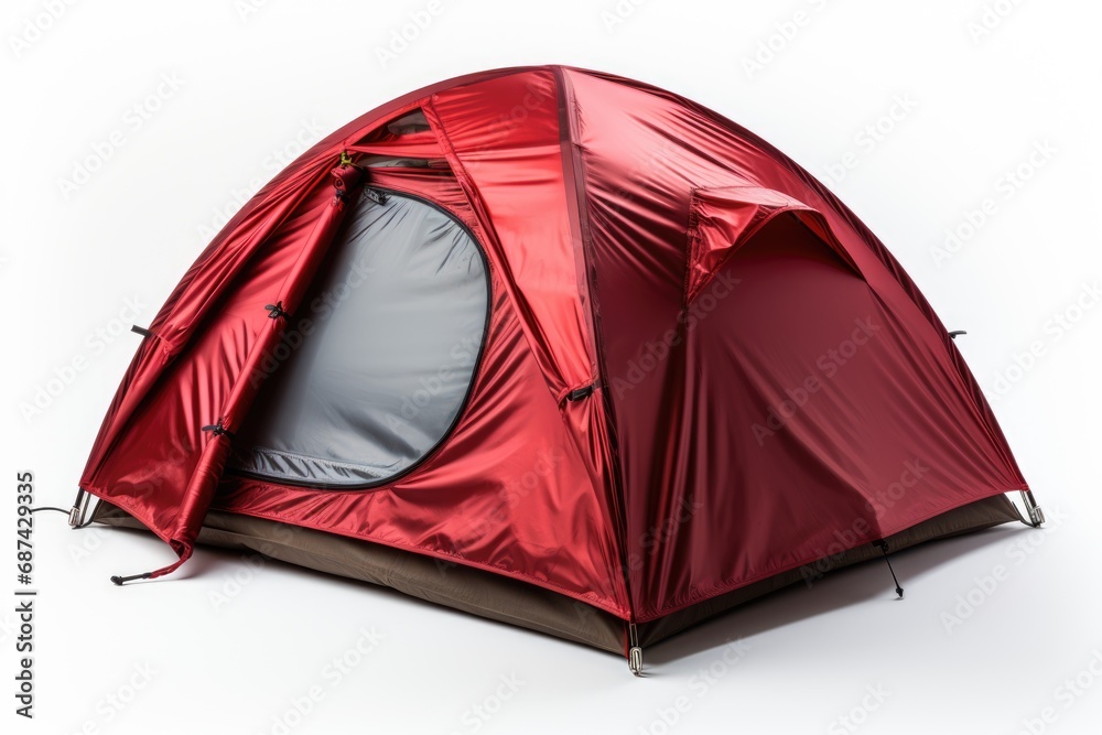 red tent on white background. AI Generated