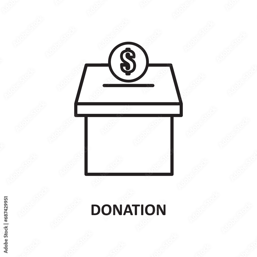 Donation outline icon. crowdfunding icons flat liner illustration on white background..eps