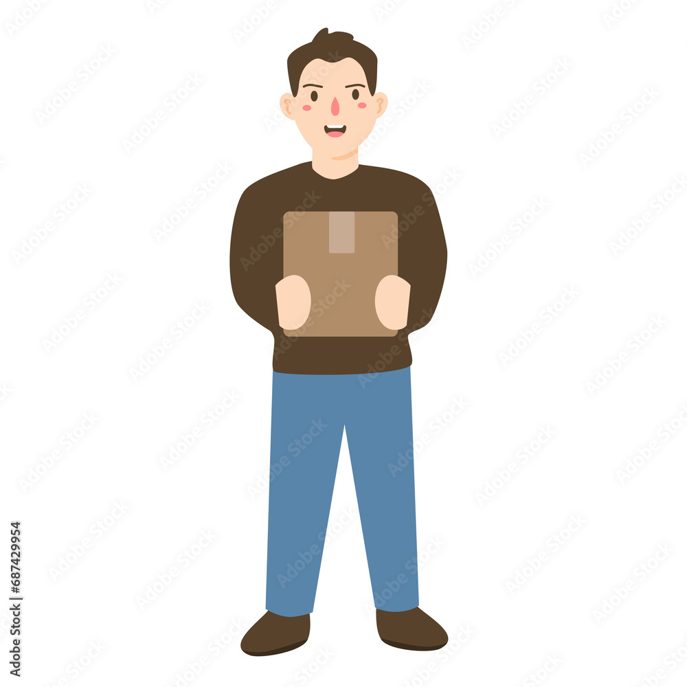 man delivering package to customer. man delivering package to customer.