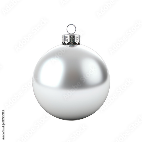 Shiny silver christmas ball decoration isolated on transparent background,transparency 