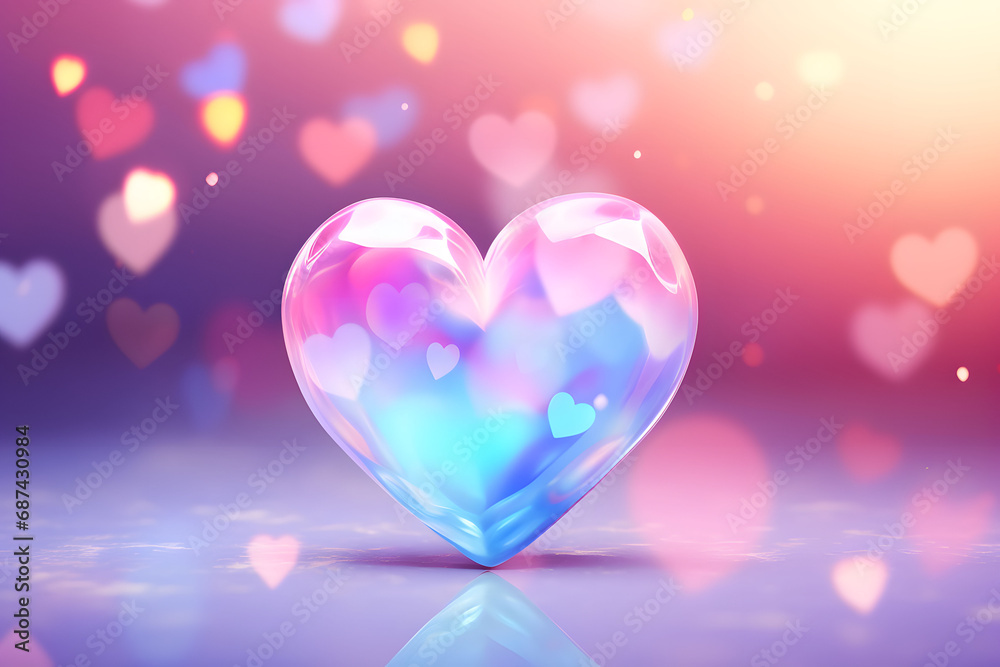 Pastel hologram adorable heart shape elements