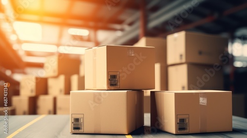 stack of boxes on a wooden background © Dara
