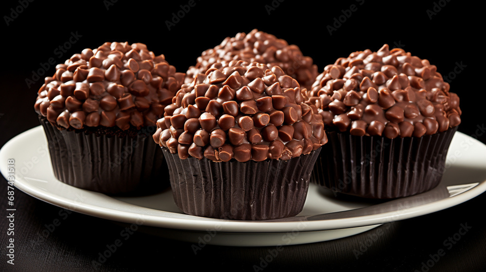 chocolate truffles on a plate HD 8K wallpaper Stock Photographic Image chocolate truffles on a plate HD 8K wallpaper Stock Photographic Image