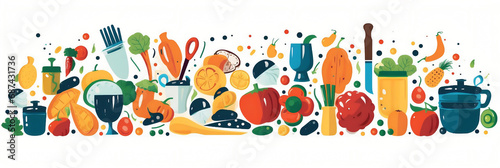 Gastronomie et cuisine  aliments  recettes  restaurants   vector  flat design  illustration et background.